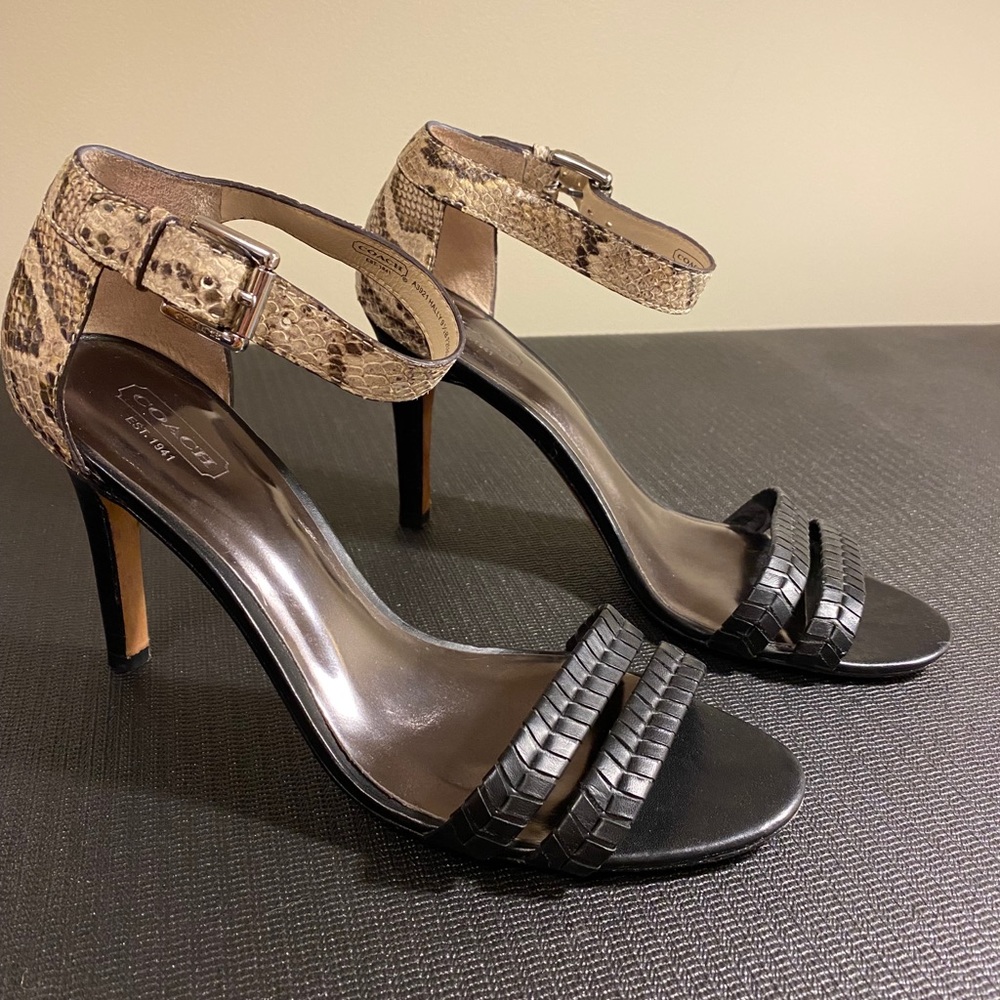 Coach heel open toe heels